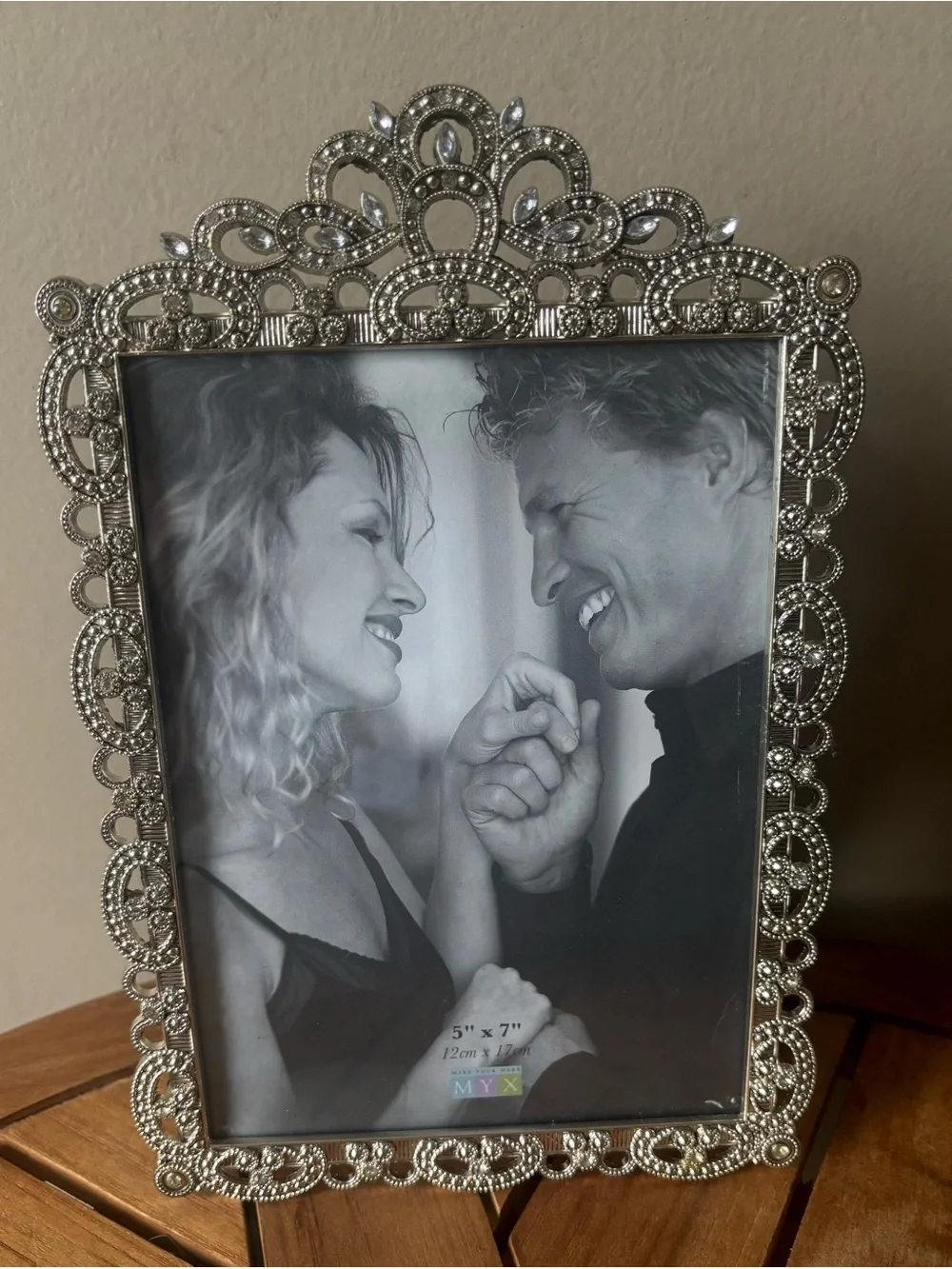 NOS 5”x7” Picture Frame Rhinestone Crystal Ornate Photo Frame Tabletop